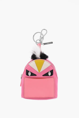 Charm per Borsa in Pelle e Tessuto a Forma di Zainetto
