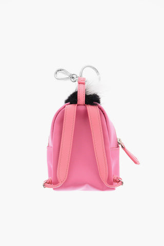 Charm per Borsa in Pelle e Tessuto a Forma di Zainetto