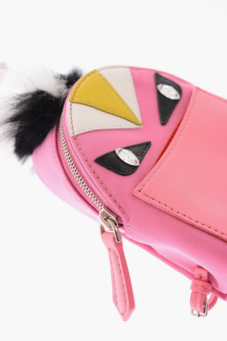 Charm per Borsa in Pelle e Tessuto a Forma di Zainetto