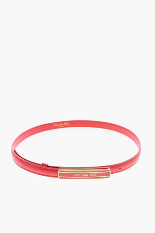 20mm Leather Silm Fit Belt with Logo and Golden Closure
