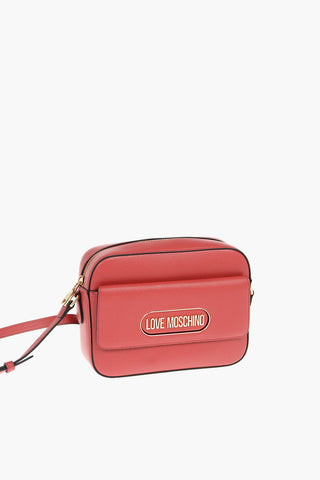 LOVE Textured Faux Leather Camera Bag with Golden Magnetic Closure