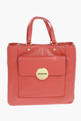  	LOVE faux Leather Maxi Monogram Handle Bag with Removable Neckerchief 