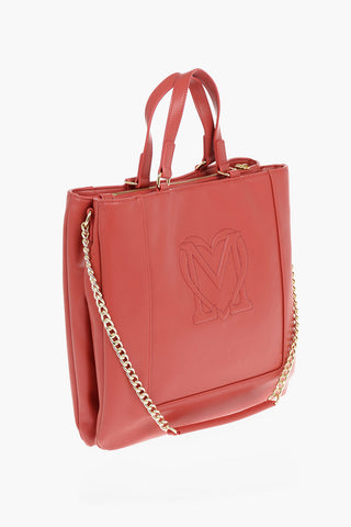  	LOVE faux Leather Maxi Monogram Handle Bag with Removable Neckerchief 