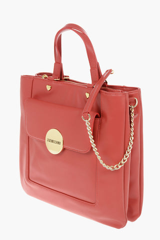  	LOVE faux Leather Maxi Monogram Handle Bag with Removable Neckerchief 