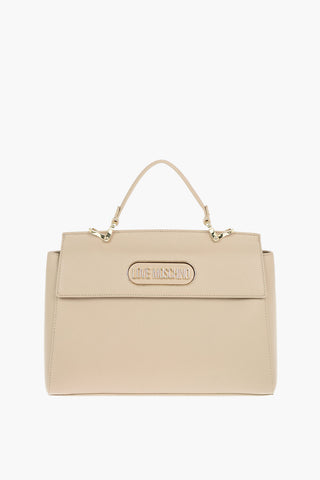 LOVE Textured Faux Leather Handle Bag with Magnetic Closure