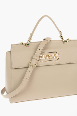 LOVE Textured Faux Leather Handle Bag with Magnetic Closure