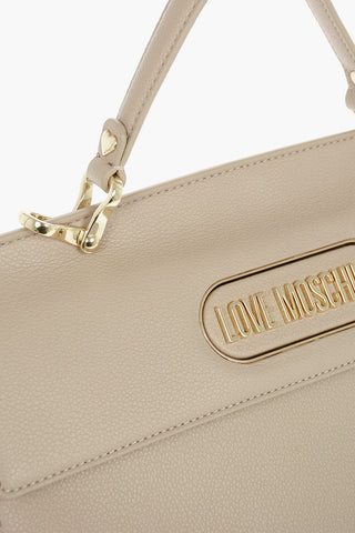 LOVE Textured Faux Leather Handle Bag with Magnetic Closure