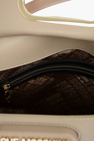 LOVE Textured Faux Leather Handle Bag with Magnetic Closure