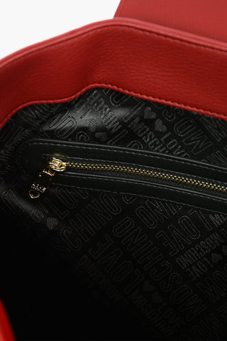 LOVE Textured Faux Leather Tote Bag with Golden Embelleshed Chain