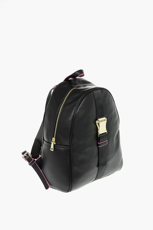 LOVE Solid-Color Faux Leather Backpack SAFETY with Logo Strap