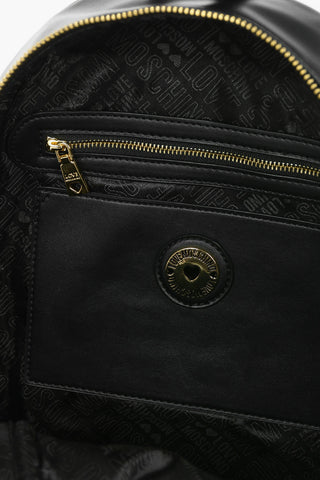 LOVE Unifarbener Rucksack SAFETY aus Kunstleder mit Logo-Schulterriemen