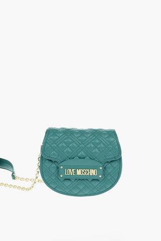 LOVE Quilted Faux Leather Shoulder Bag with Magnetic Closure 