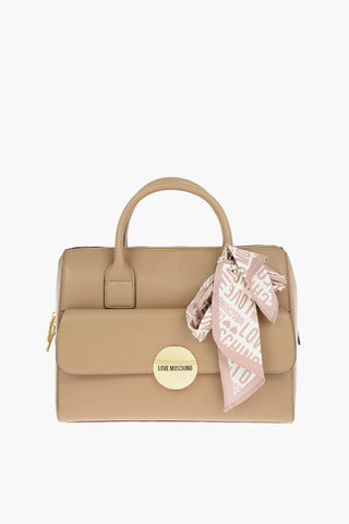 LOVE Borsa Tote in Ecopelle con Logo Rotondo e Foulard Stampato All Over