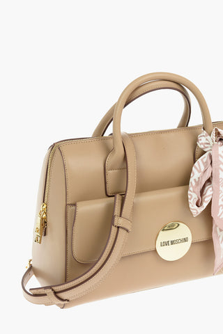 LOVE Borsa Tote in Ecopelle con Logo Rotondo e Foulard Stampato All Over