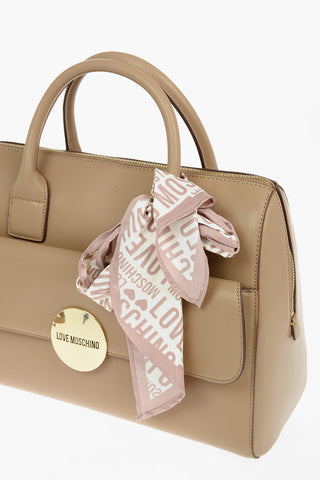 LOVE Borsa Tote in Ecopelle con Logo Rotondo e Foulard Stampato All Over