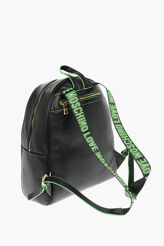 LOVE Unifarbener Rucksack SAFETY aus Kunstleder mit Logo-Schulterriemen