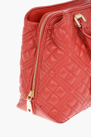 LOVE Faux Leather Quilted Tote Bag with 3-Compartment 