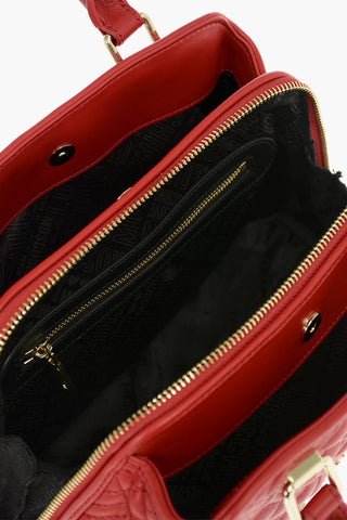 LOVE Faux Leather Quilted Tote Bag with 3-Compartment 