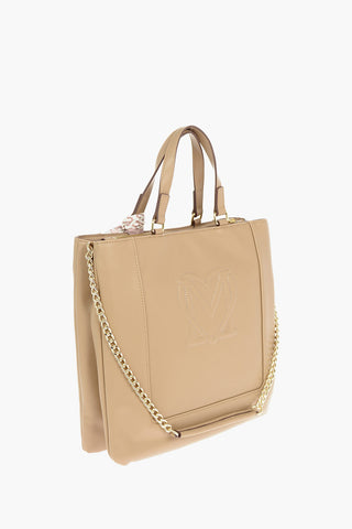 LOVE faux Leather Maxi Monogram Handle Bag with Removable Neckerchief