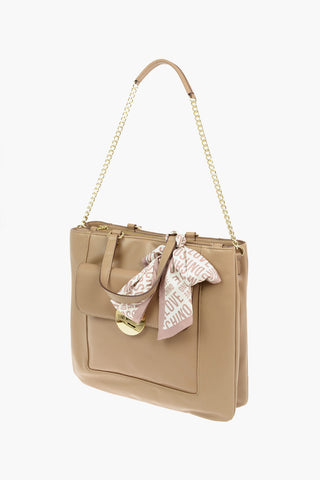 LOVE faux Leather Maxi Monogram Handle Bag with Removable Neckerchief