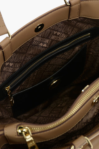 LOVE faux Leather Maxi Monogram Handle Bag with Removable Neckerchief