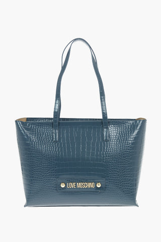 LOVE Crocodile Effect Faux Leather Tote Bag with Removable Clutch