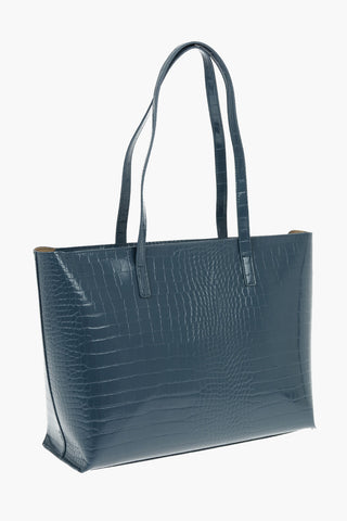LOVE Crocodile Effect Faux Leather Tote Bag with Removable Clutch