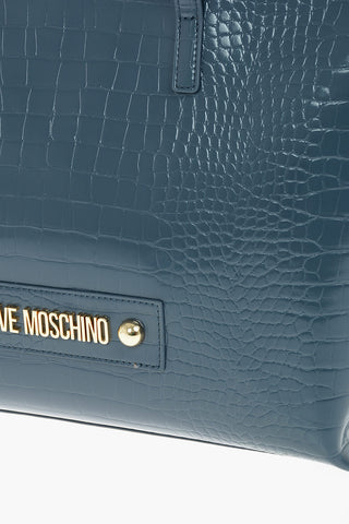 LOVE Crocodile Effect Faux Leather Tote Bag with Removable Clutch