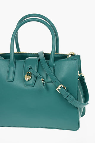 LOVE Faux Leather Tote Bag with Charm Logo Heart