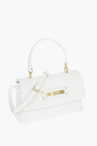 LOVE Borsa a Spalla in Pelle Vegan Trapuntata con Logo Dorato