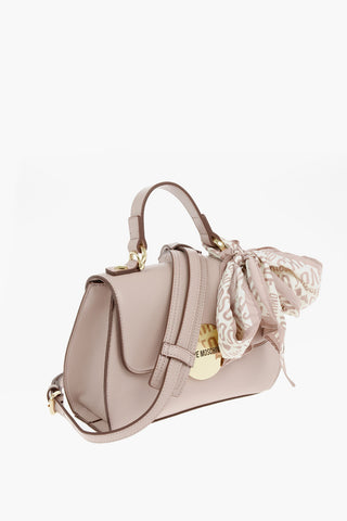 LOVE Mini Borsa a Tracolla in EcoPelle con Finiture a Contrasto e Foulard Stampato All Over