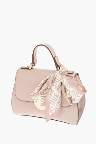 LOVE Mini Borsa a Tracolla in EcoPelle con Finiture a Contrasto e Foulard Stampato All Over