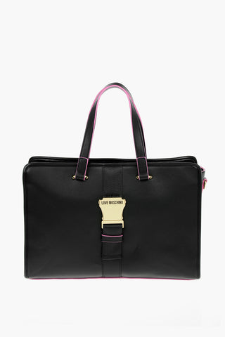LOVE Contrasting Trimmings Faux Leather Tote Bag