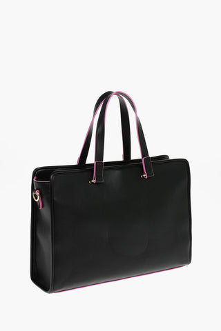LOVE Contrasting Trimmings Faux Leather Tote Bag