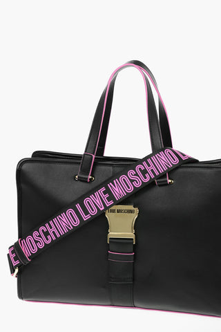 LOVE Contrasting Trimmings Faux Leather Tote Bag