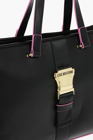LOVE Contrasting Trimmings Faux Leather Tote Bag