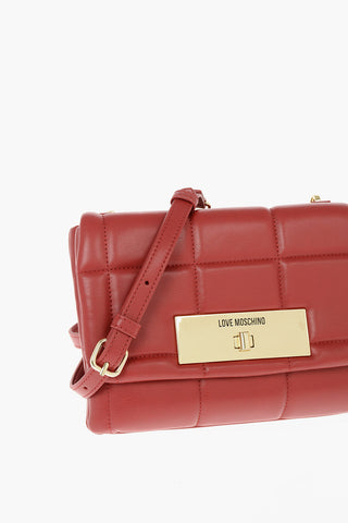 LOVE Quilted Faux Leather Bag with Removable Shoulder Strap 