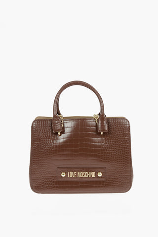 LOVE Borsa in Pelle Vegan Effetto Coccodrillo con Decorazione Catena Dorata