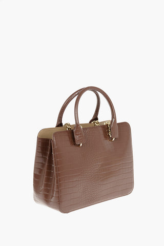 LOVE Borsa in Pelle Vegan Effetto Coccodrillo con Decorazione Catena Dorata