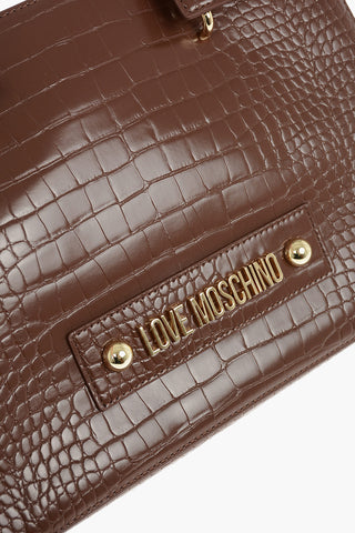 LOVE Borsa in Pelle Vegan Effetto Coccodrillo con Decorazione Catena Dorata