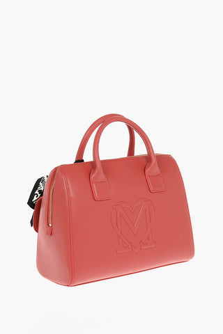 LOVE Faux Leather Tote Bag with Logo All Over Contrast Foulard Decoration