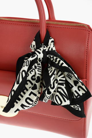 LOVE Faux Leather Tote Bag with Logo All Over Contrast Foulard Decoration