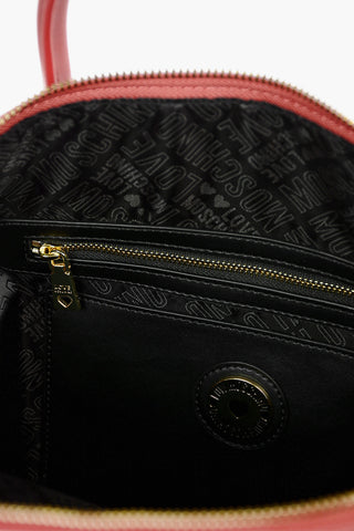 LOVE Faux Leather Tote Bag with Logo All Over Contrast Foulard Decoration