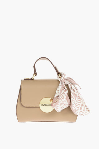 LOVE Mini Borsa a Tracolla in EcoPelle con Finiture a Contrasto e Foulard Stampato All Over
