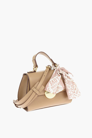 LOVE Mini Borsa a Tracolla in EcoPelle con Finiture a Contrasto e Foulard Stampato All Over