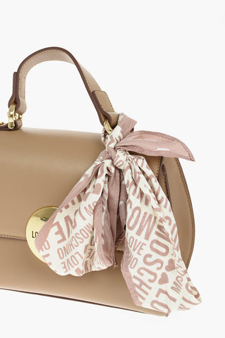 LOVE Mini Borsa a Tracolla in EcoPelle con Finiture a Contrasto e Foulard Stampato All Over
