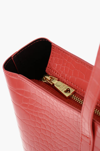 LOVE Maxi Borsa Tote in Pelle Vegan Effetto Coccodrillo con Logo in Rilievo