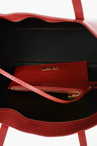 LOVE Maxi Borsa Tote in Pelle Vegan Effetto Coccodrillo con Logo in Rilievo