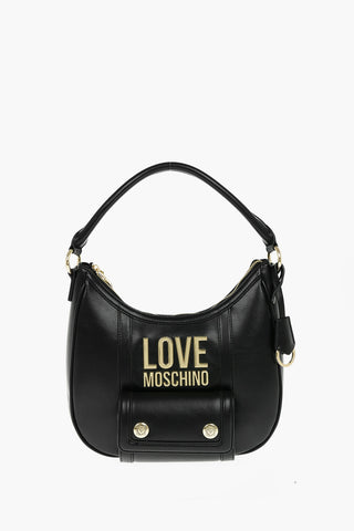 LOVE Maxi Pocket Faux Leather Hobo Bag with Embossed Logo