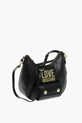 LOVE Maxi Pocket Faux Leather Hobo Bag with Embossed Logo